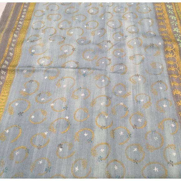 Designers Guild England Qamis Fabric Light Blue Gold Green 50 “ x 54 “ - Picture 8 of 10